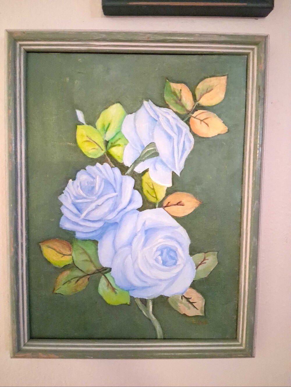 Framed Blue Rose Floral Wall Art - Classic Home Accent